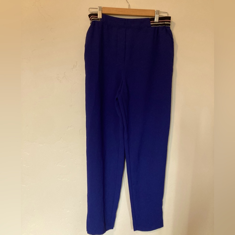 Anthropologie SMALL Blue The Essential Pull On Trouser Pant TALL
